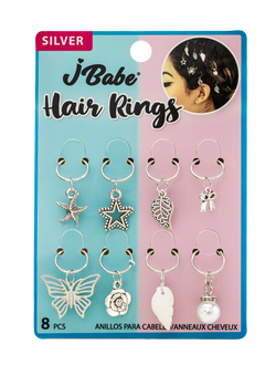 J Babe 8 Pcs Hair Rings - Silver