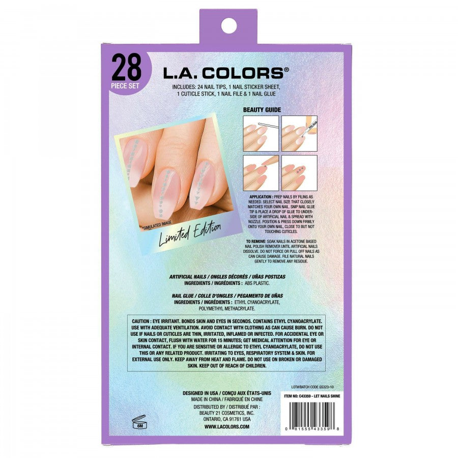 L.A Colors 28 Pcs Shine Artificial Nail Tips