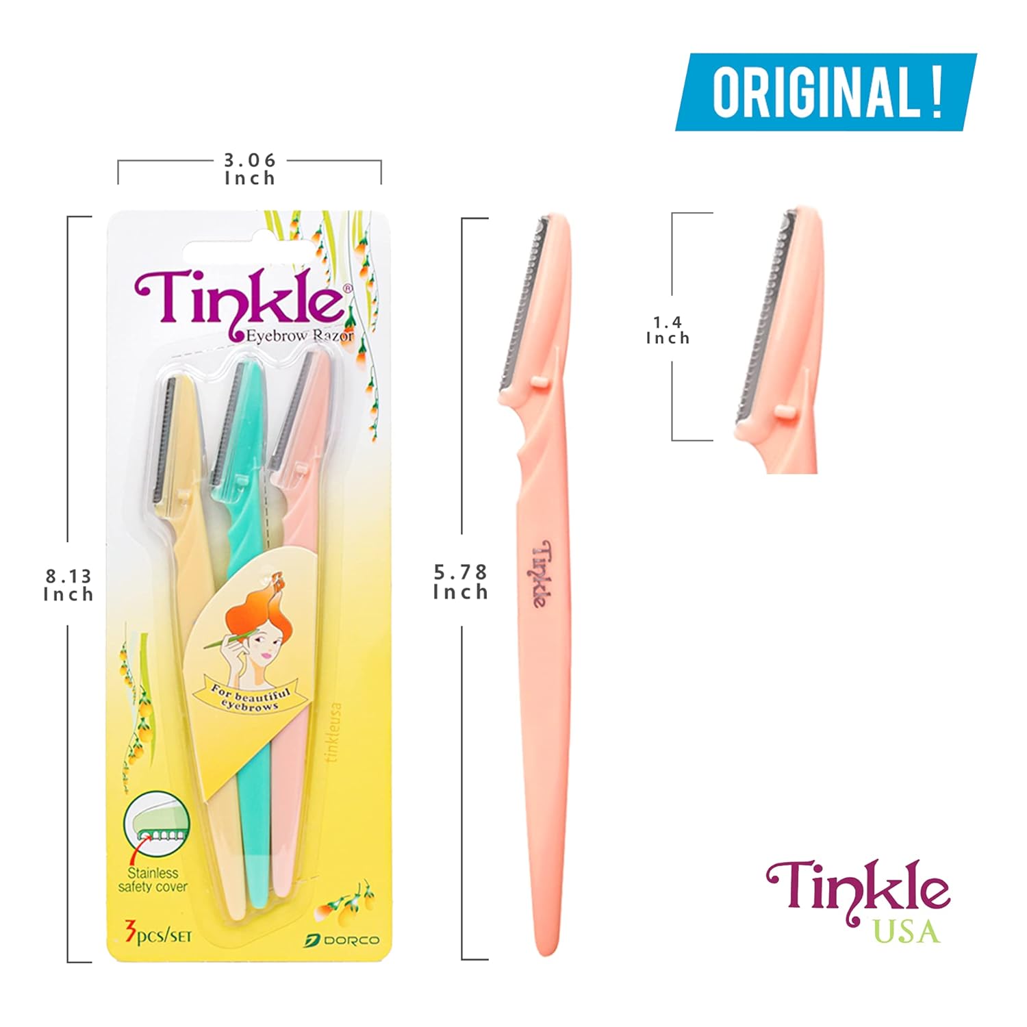 Dorco Tinkle Eyebrow Razor 3 Set