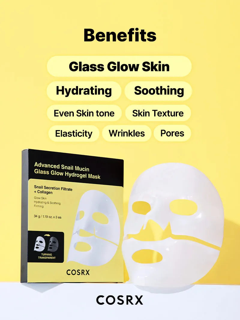 Cosrx Advanced Snail Mucin Glass Glow Hydrogel Mask 34g