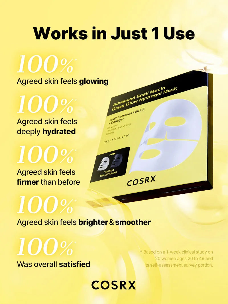 Cosrx Advanced Snail Mucin Glass Glow Hydrogel Mask 34g