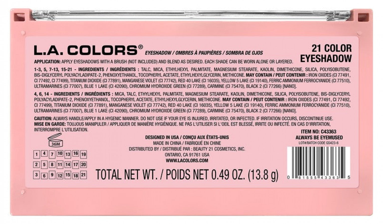 L.A Colors 21 Color Eyeshadow Always Be Eyemused