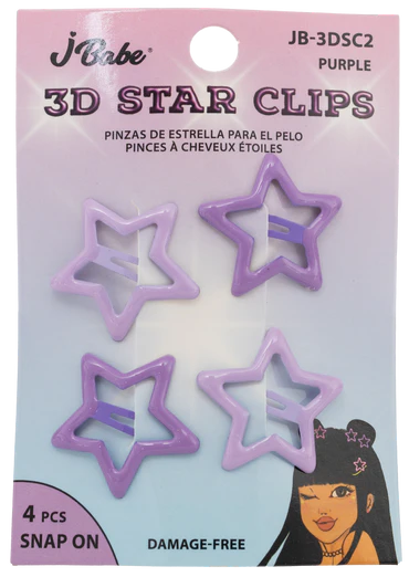 J Babe 3D Star Clips - Purple