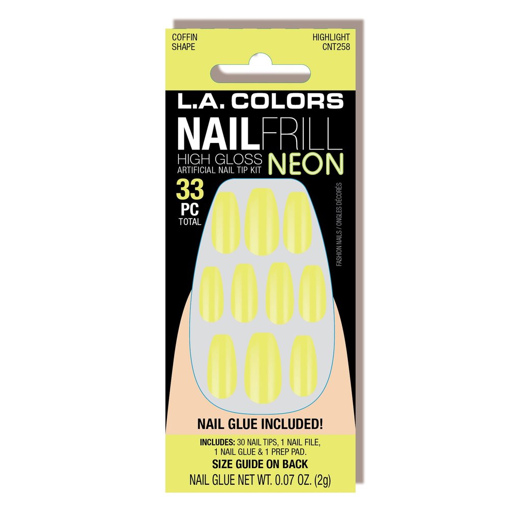 L.A. Colors Nail Frill High Gloss Neon Artificial Nail Tips