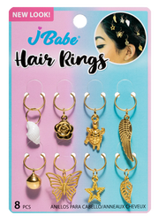 J Babe 8 Pcs Hair Rings - Gold