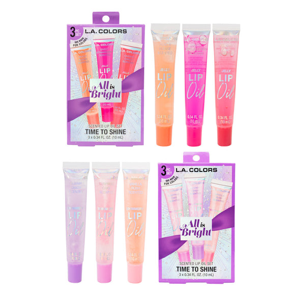 L.A Colors All Is Bright Time to Shine 3 pcs Lip Oil Set