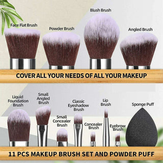 BS Mall 11 Bamboo Premium Makeup Brushes & Sponge