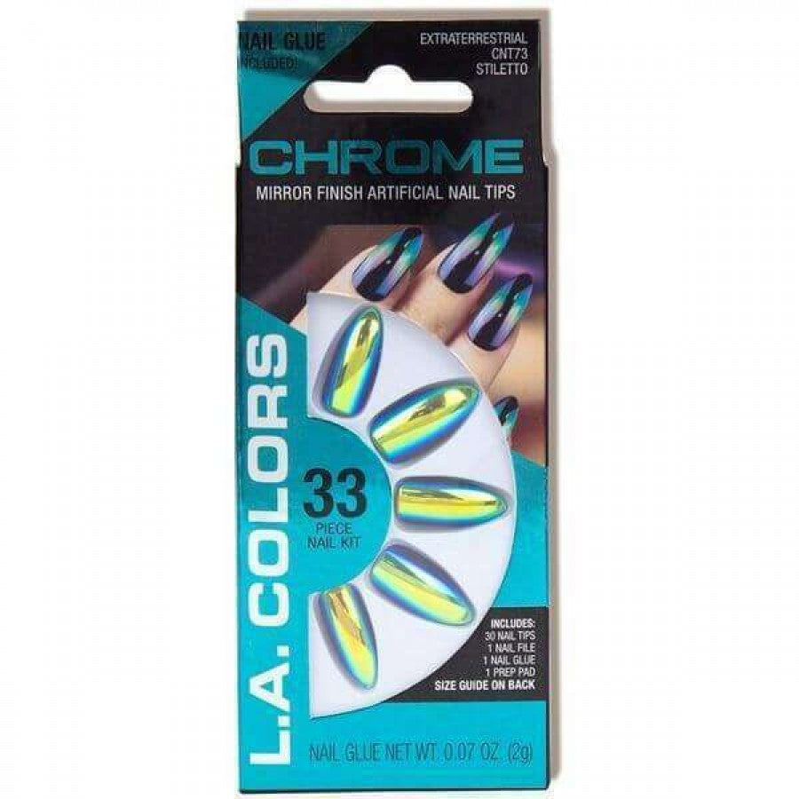 L.A. Colors Chrome Mirror Finish Artificial Nails Tips-Stiletto