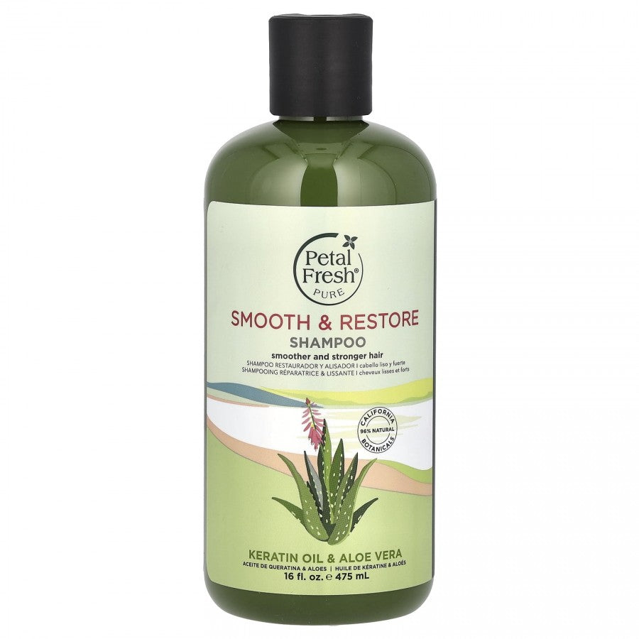 Petal Fresh Pure Smooth & Restore Keratin Oil & Aloe Vera Shampoo - 475ml