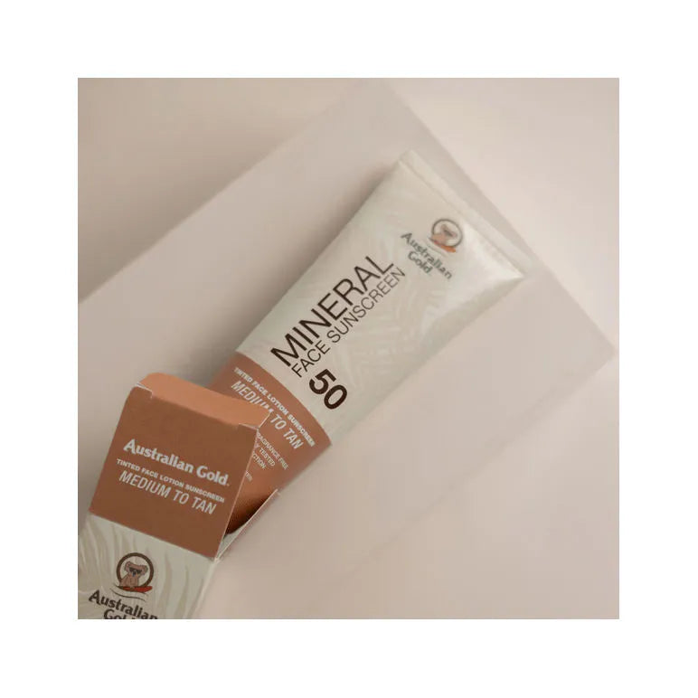 Australian Gold Mineral Spf 50 Tinted Face Lotion Sunscreen Medium To Tan (74ml)