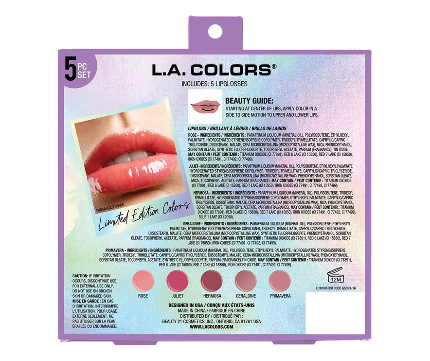 L.A. Colors All Is Bright 5 Pcs Glossy Lip Set