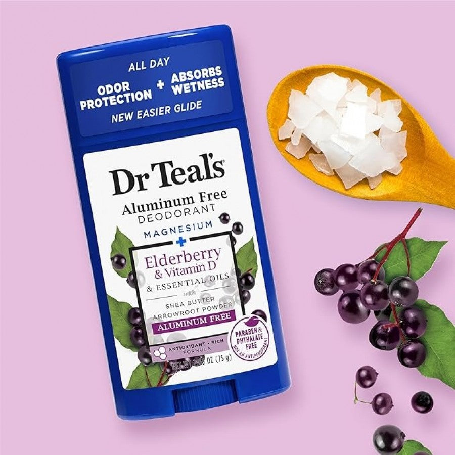 Dr Teals Aluminum Free Deodorant Elderberry & Vitamin D 75g