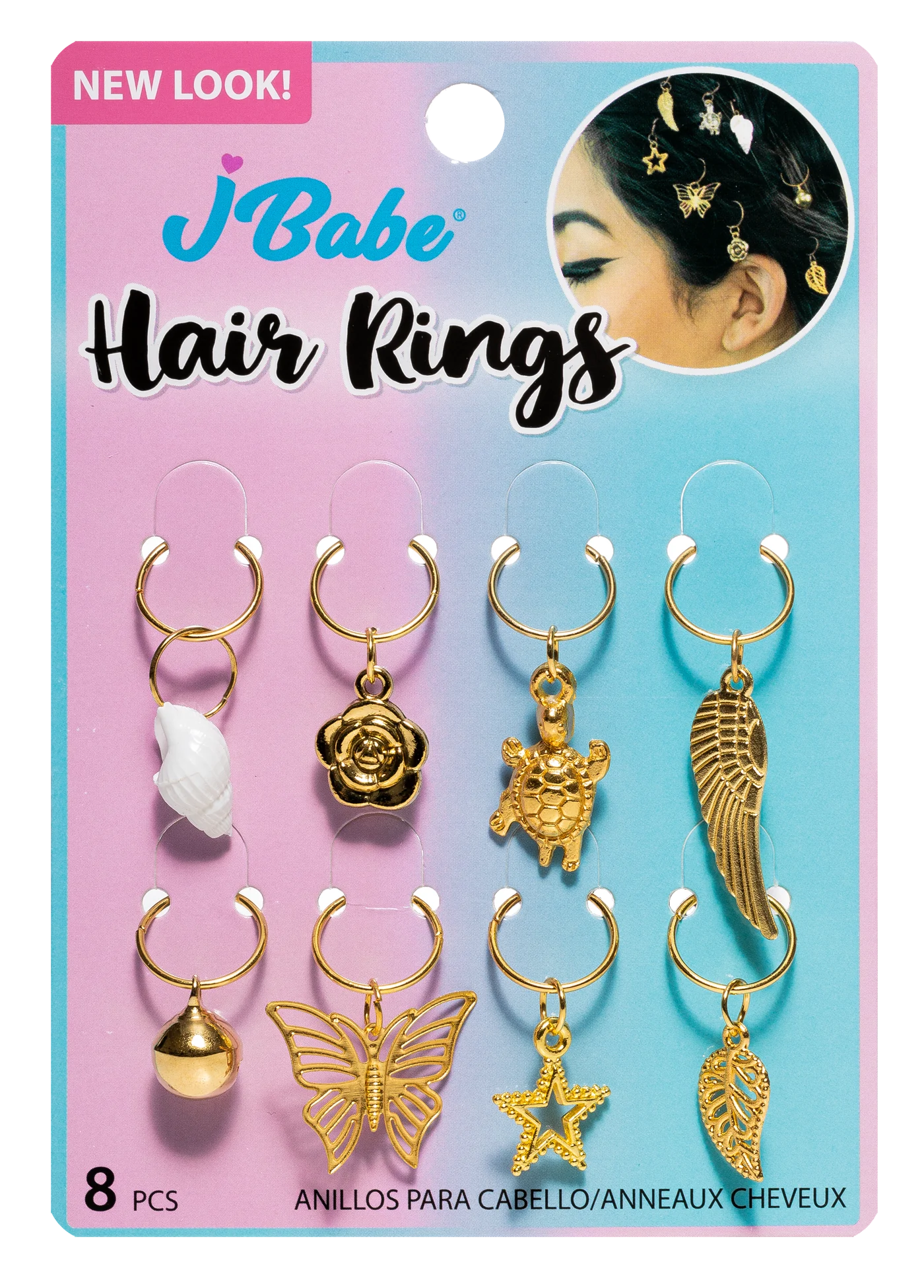 J Babe 8 Pcs Hair Rings - Gold