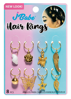 J Babe 8 Pcs Hair Rings - Gold