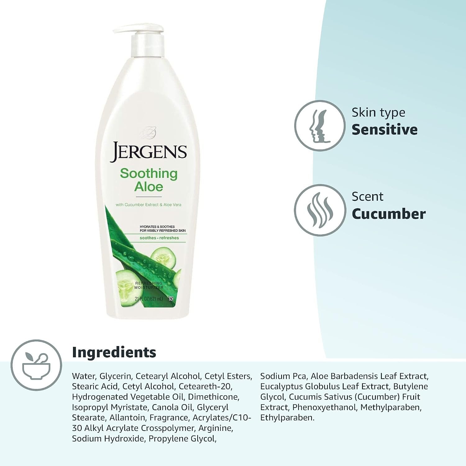 Jergens Soothing Aloe Hydrates & Soothes Refreshed Skin Moisturizer - 621ml