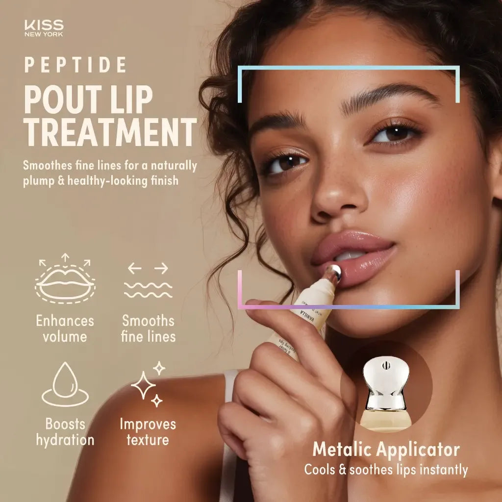 Kiss New York Peptide Pout Lip Treatment – Hydrating Gloss with Cooling Metal Tip (13g)