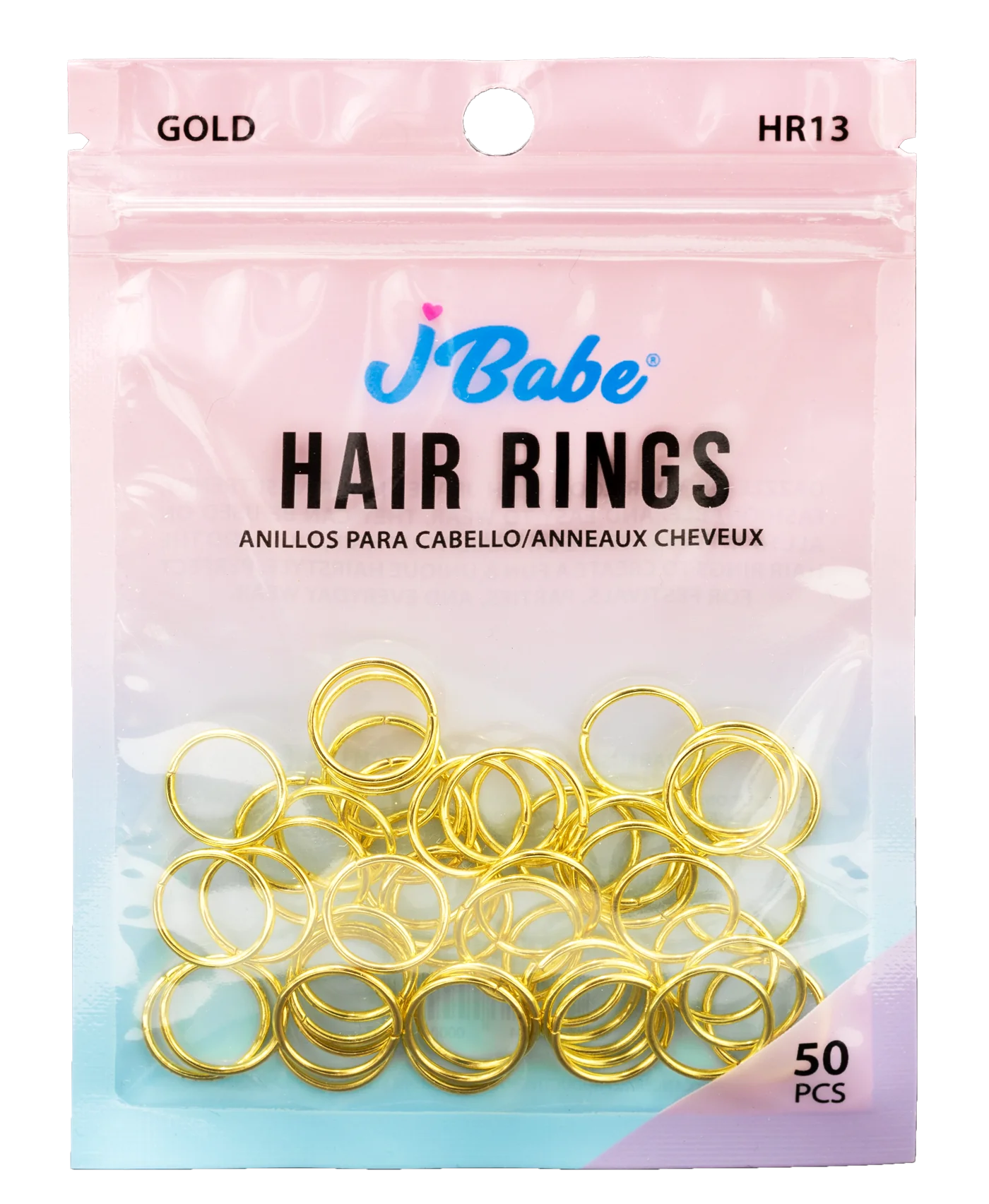J Babe 50 Pcs Hair Rings - Gold