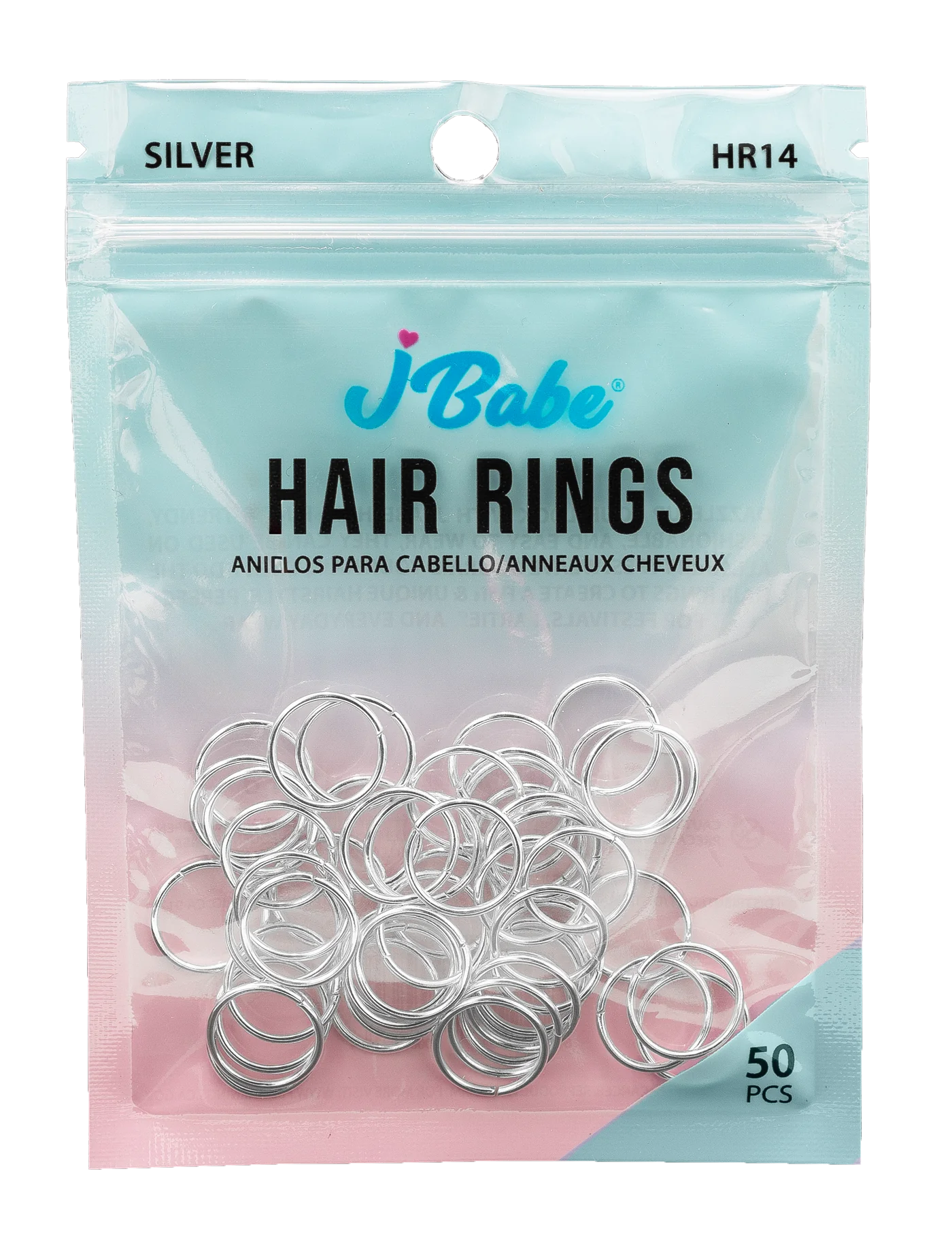 J Babe 50 Pcs Hair Rings - Silver