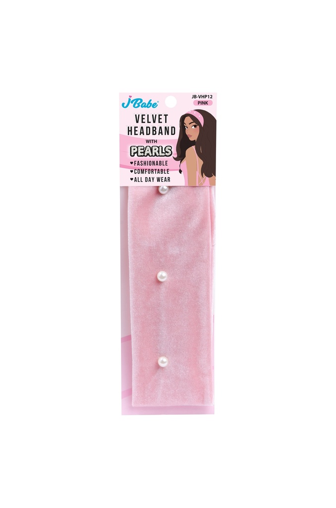 Jbabe Headband With 3 Pearls-Pink