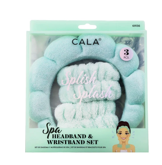 Cala 3pcs Spa Headband & Wristband Set - Mint (69136)